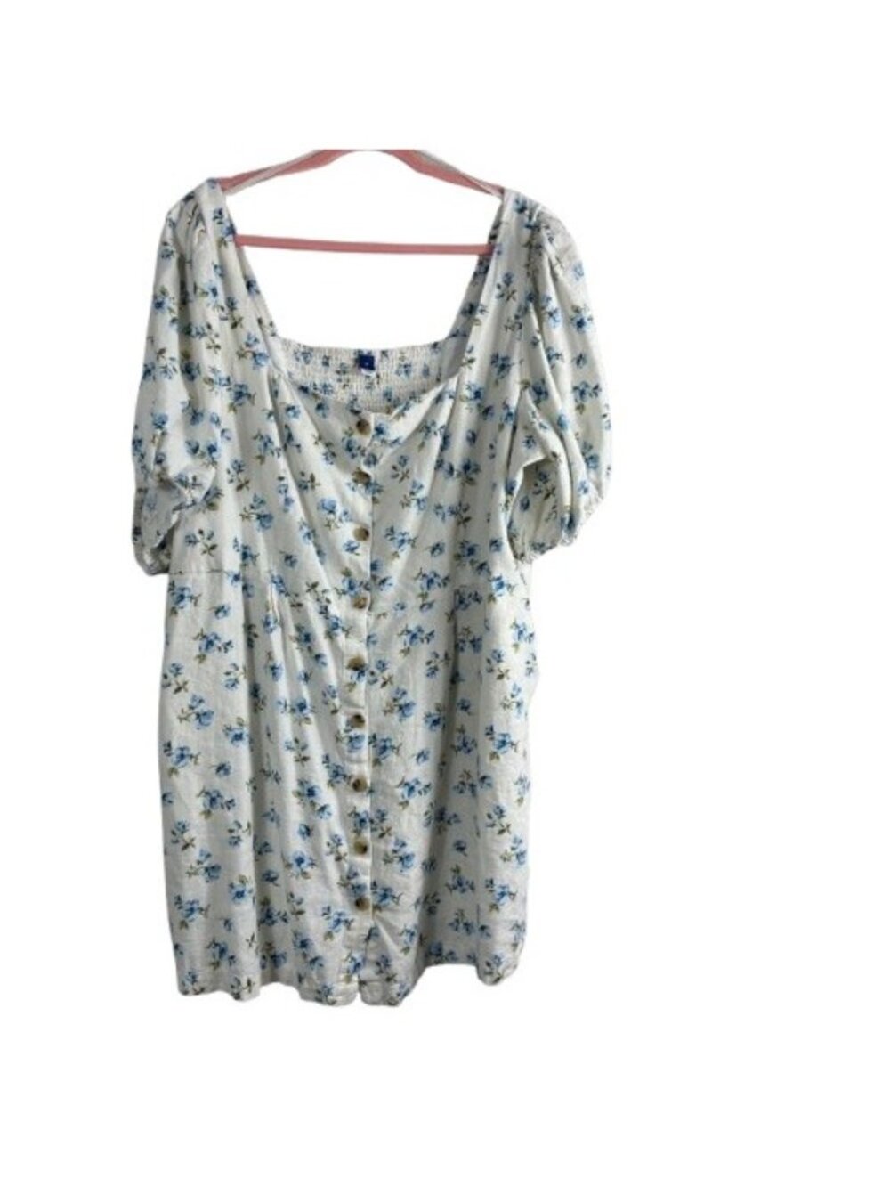 Old Navy Floral Linen Blend Puff Sleeve Mini Dress Sz 3X Cottagecore